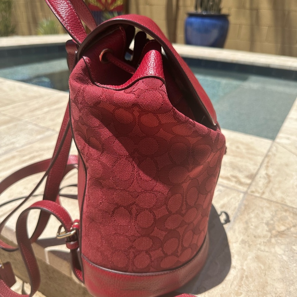 Coach Red Apple Signature Dempsey Patch Drawstring Backpack EXC - Picture 8 of 12